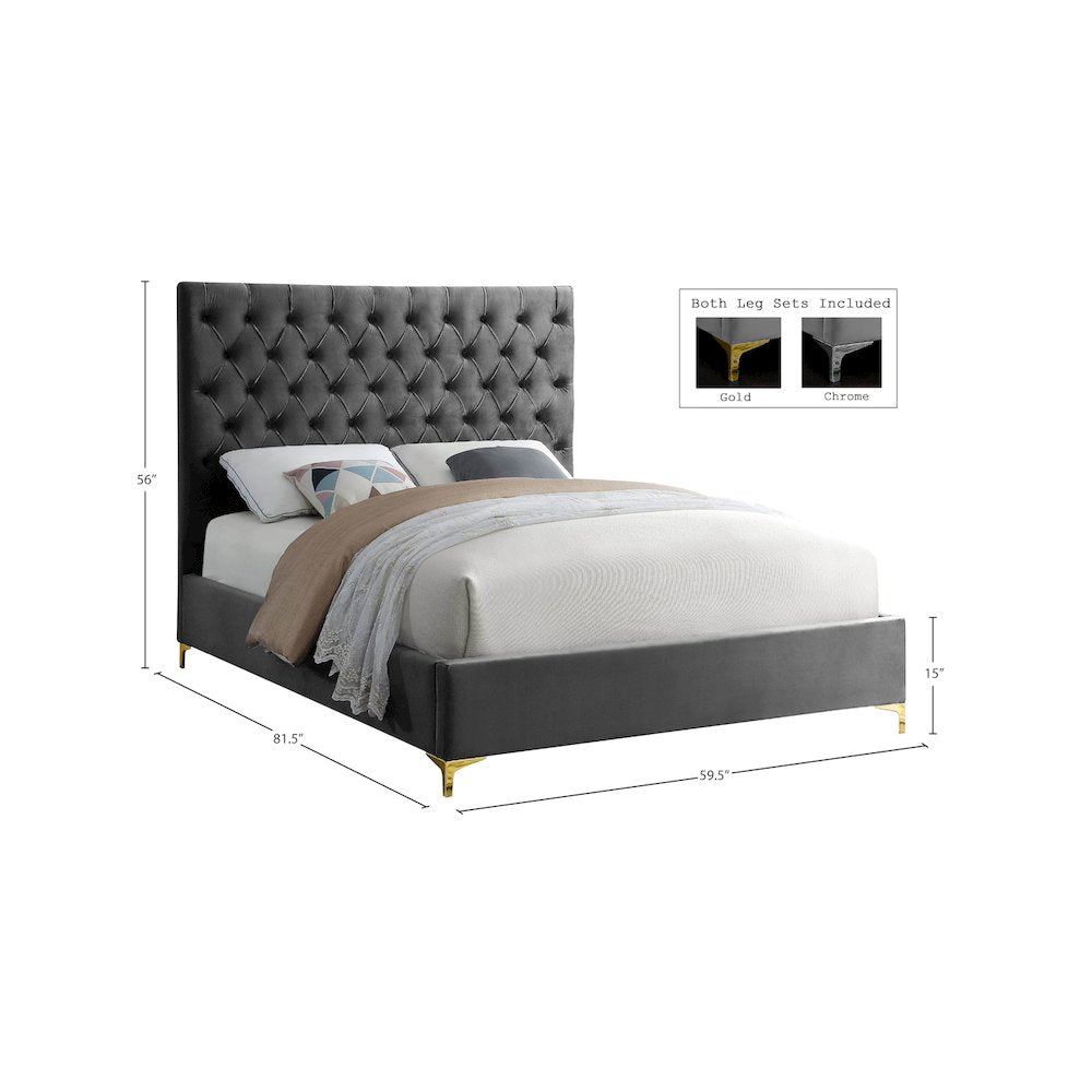 Cruz Grey Velvet Full Bed
