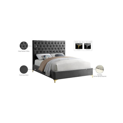 Cruz Grey Velvet Full Bed
