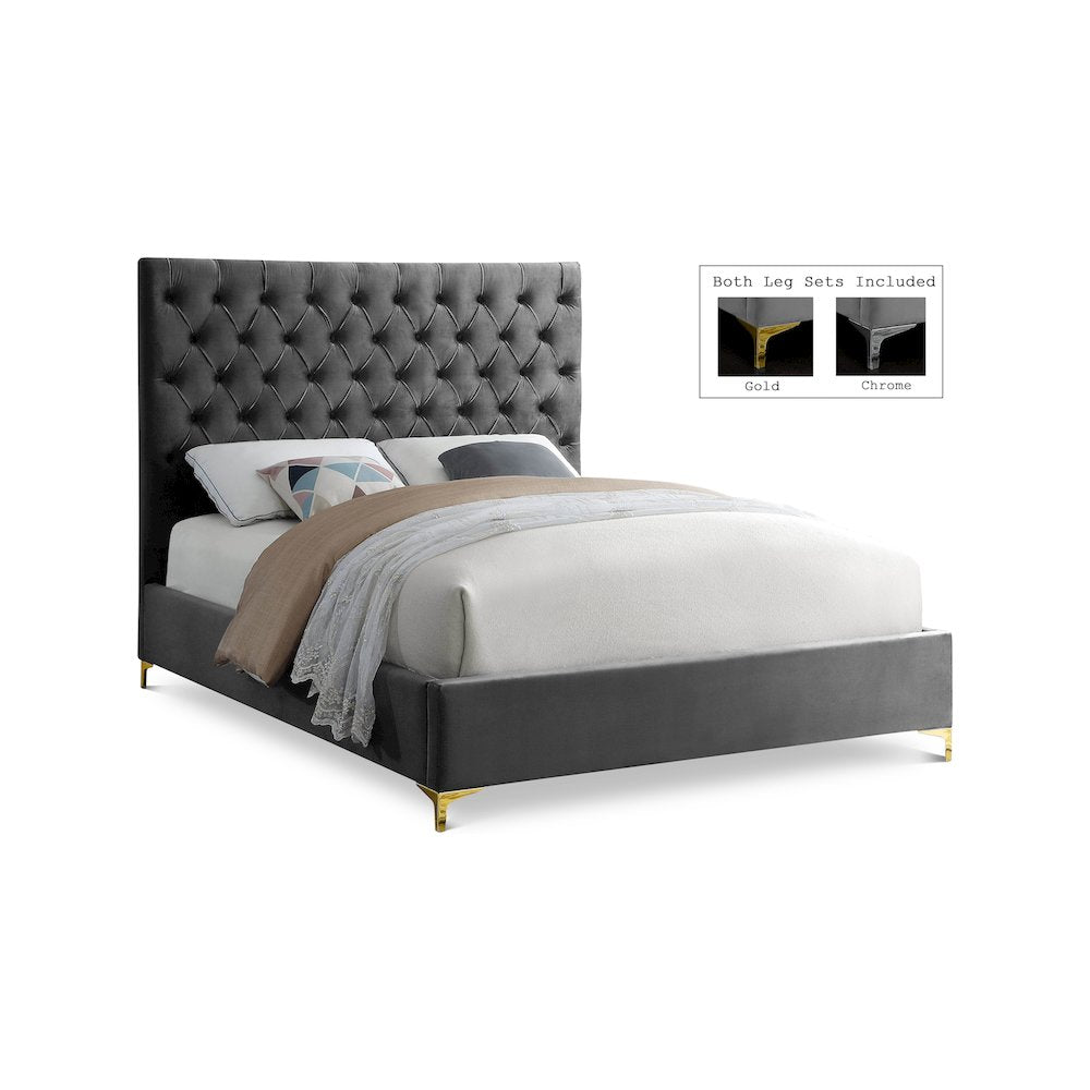 Cruz Grey Velvet Full Bed