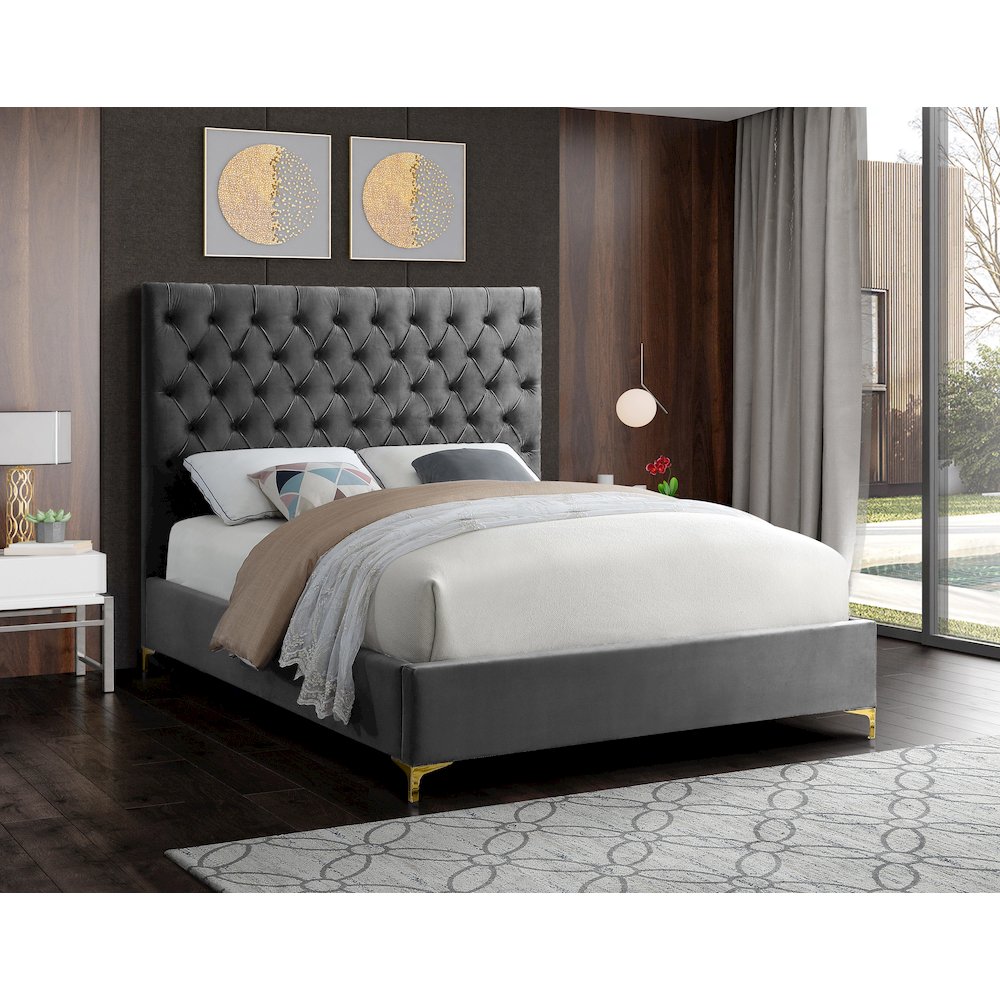 Cruz Grey Velvet Full Bed