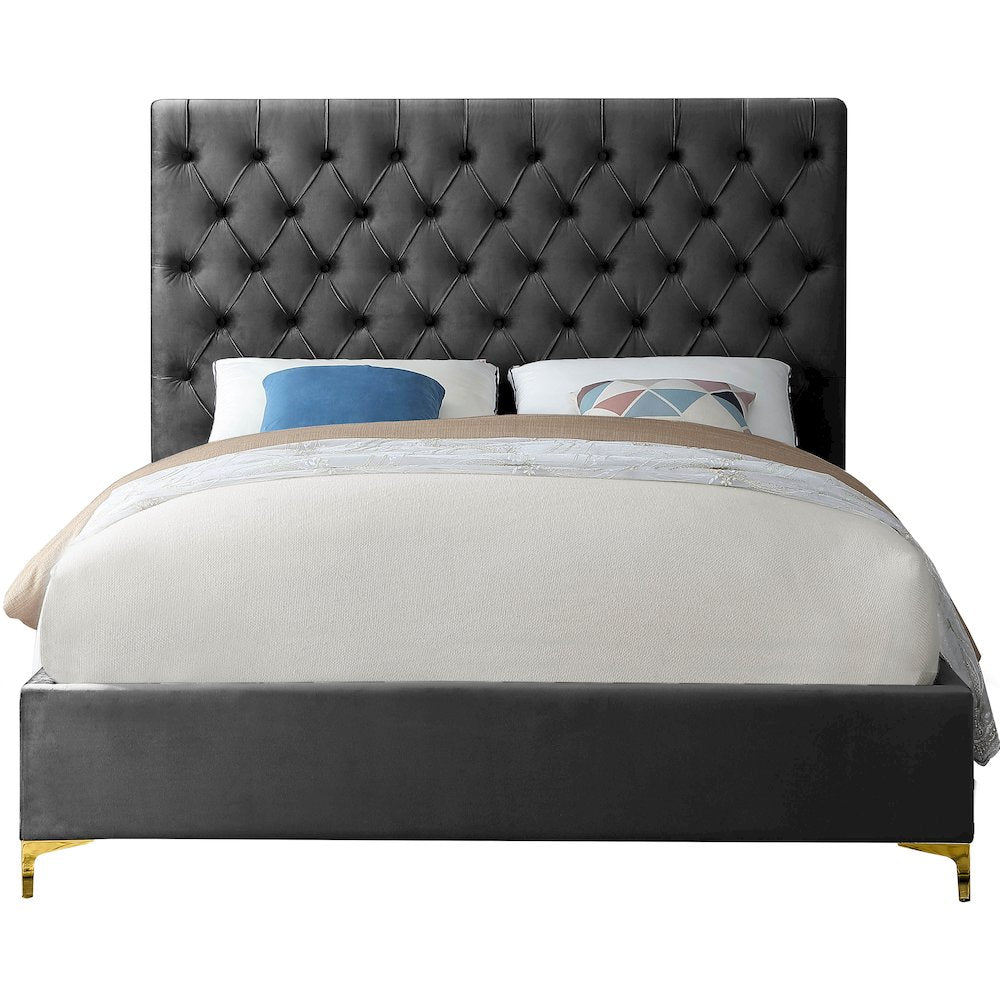 Cruz Grey Velvet Full Bed