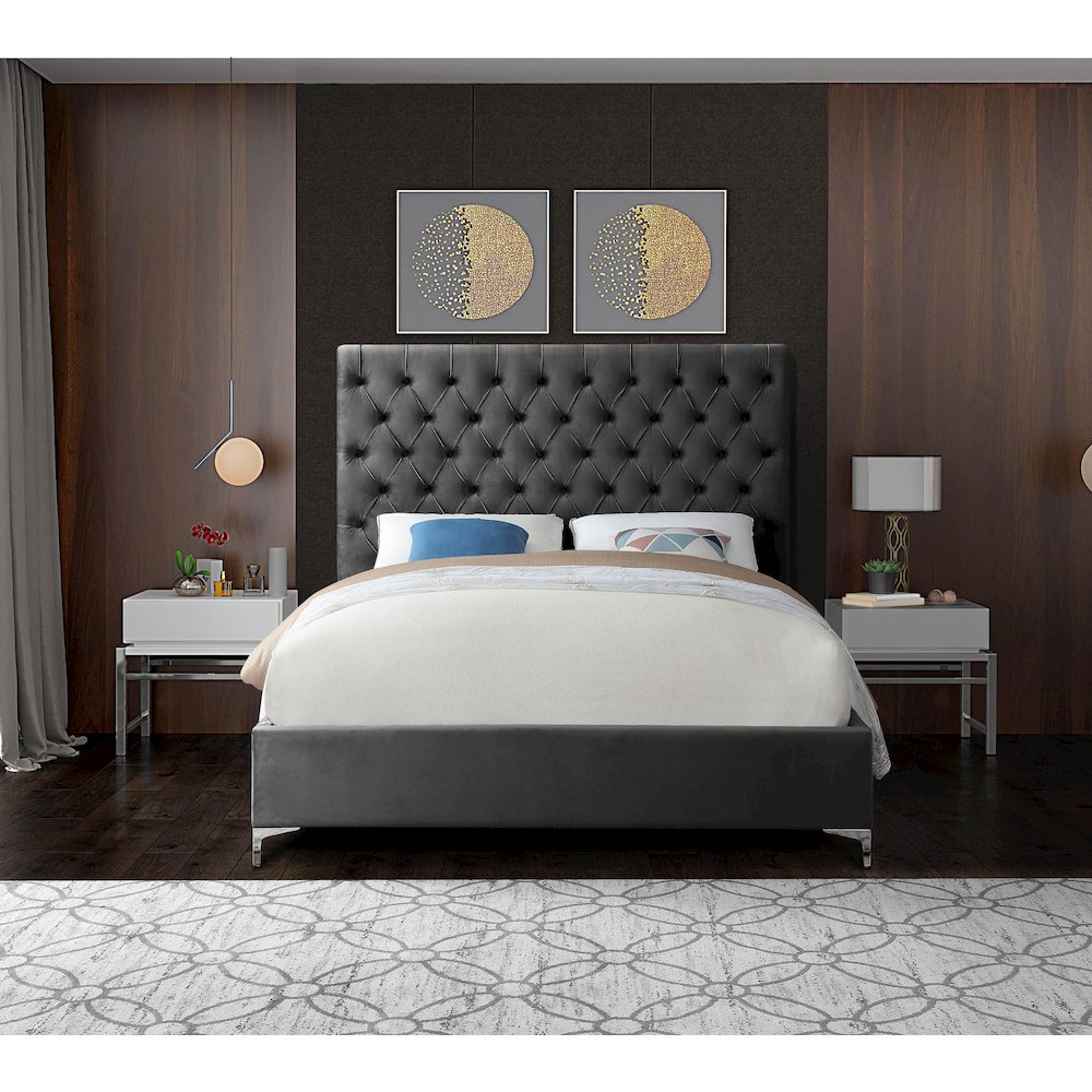 Cruz Grey Velvet Full Bed