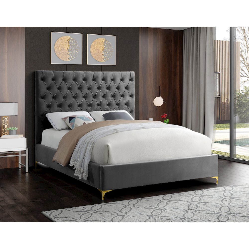 Cruz Grey Velvet King Bed