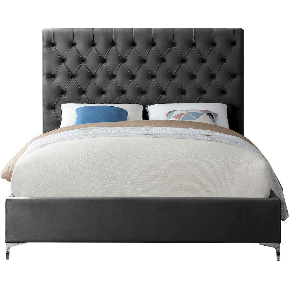 Cruz Grey Velvet King Bed