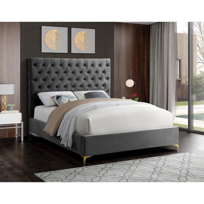 Cruz Grey Velvet Queen Bed