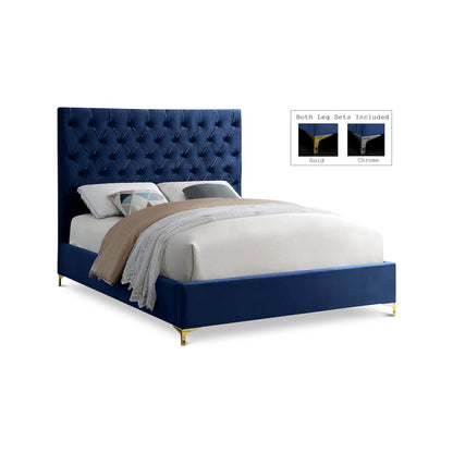 Cruz Navy Velvet Full Bed
