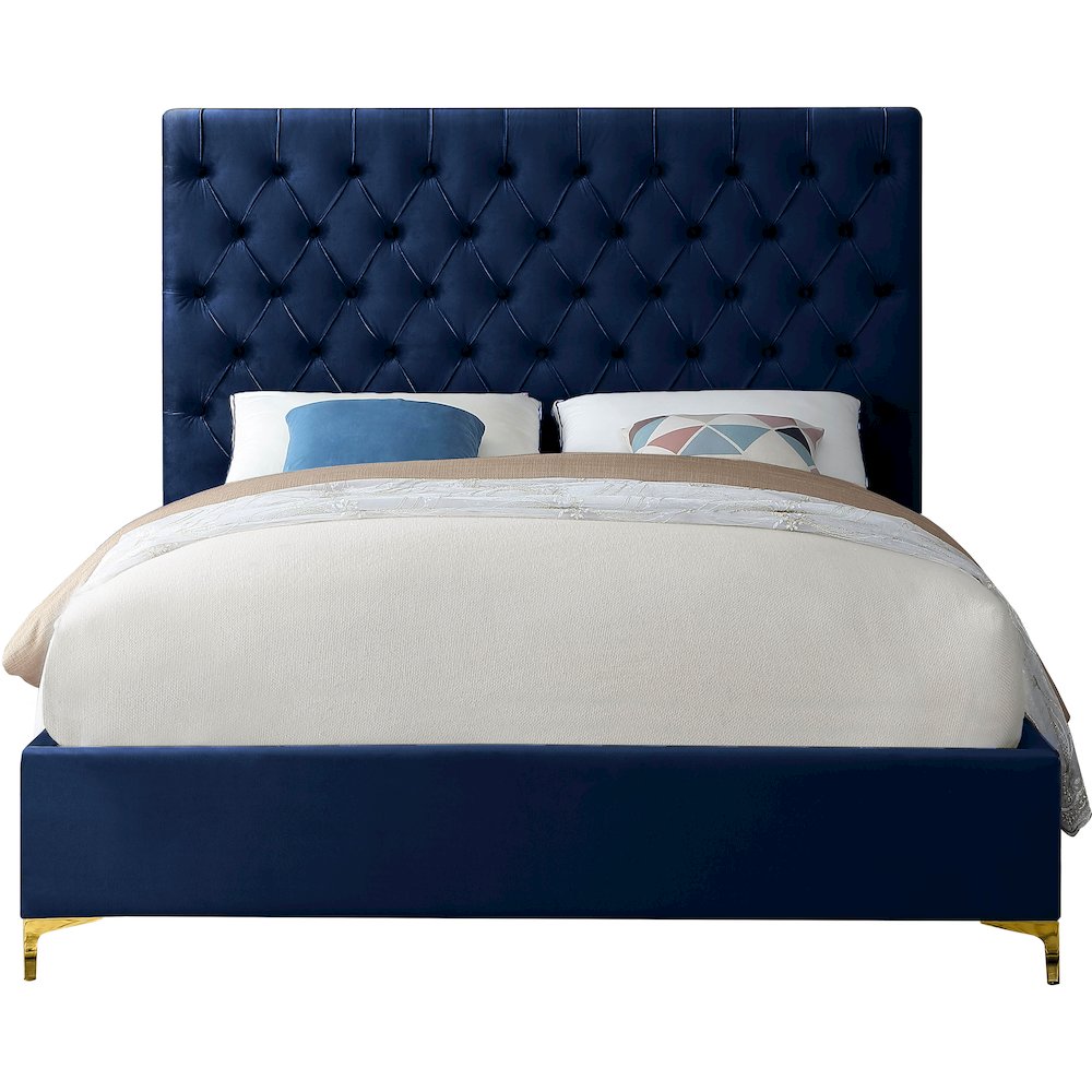 Cruz Navy Velvet Full Bed