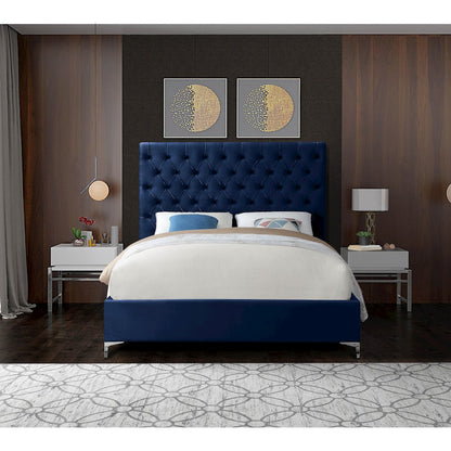 Cruz Navy Velvet King Bed