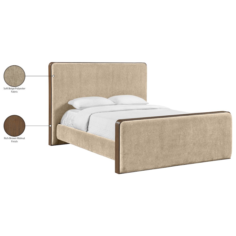 Dalton Beige Fabric Upholstered King Bed