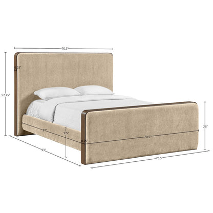 Dalton Beige Fabric Upholstered Queen Bed (3 Boxes)