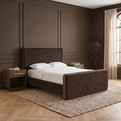 Dalton Brown Fabric Upholstered Full Bed (3 Boxes)