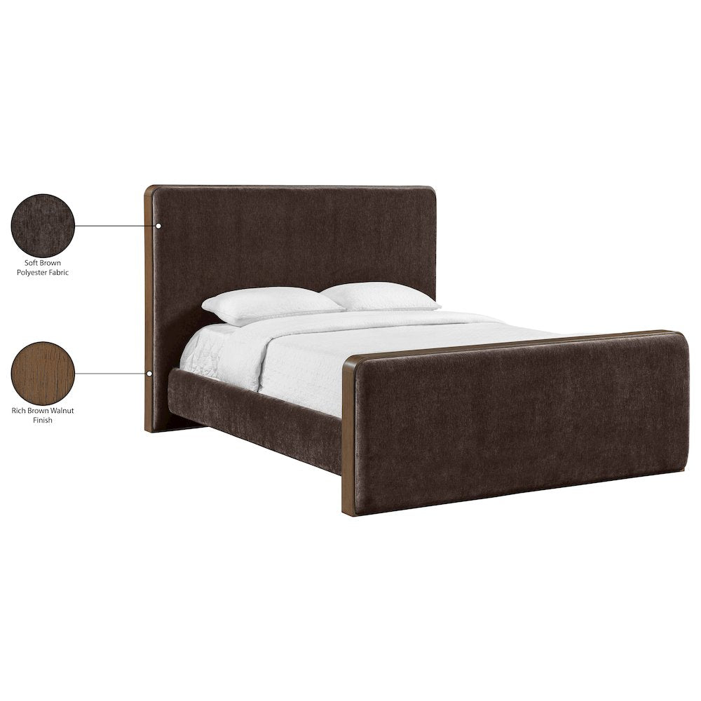 Dalton Brown Fabric Upholstered Queen Bed (3 Boxes)