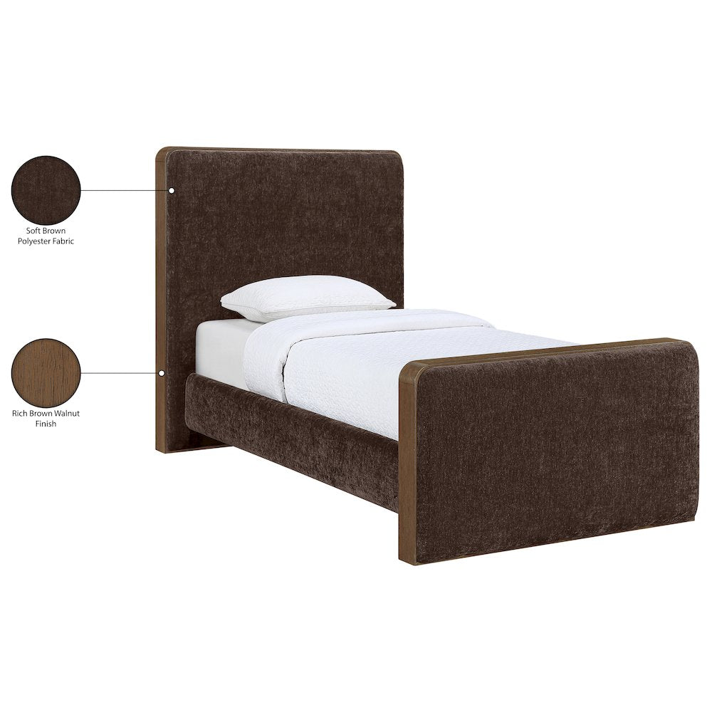 Dalton Brown Fabric Upholstered Twin Bed (3 Boxes)