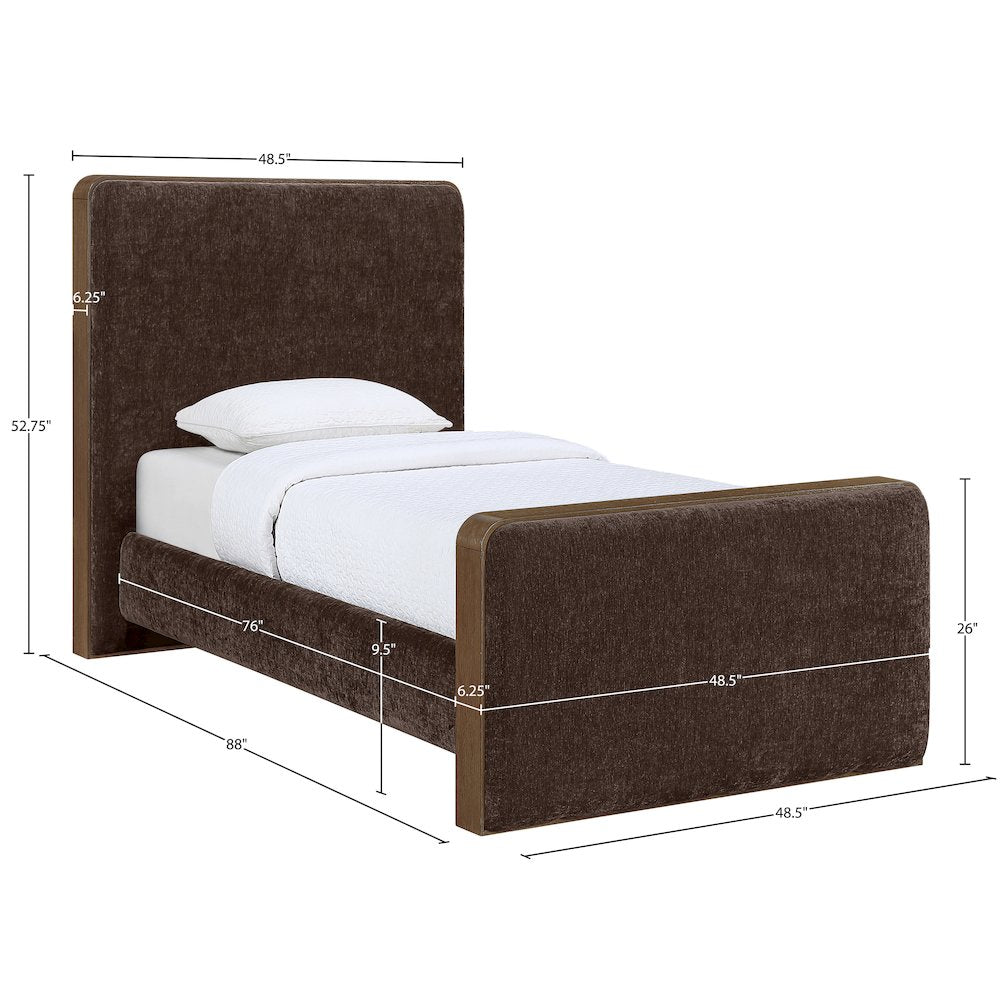 Dalton Brown Fabric Upholstered Twin Bed (3 Boxes)