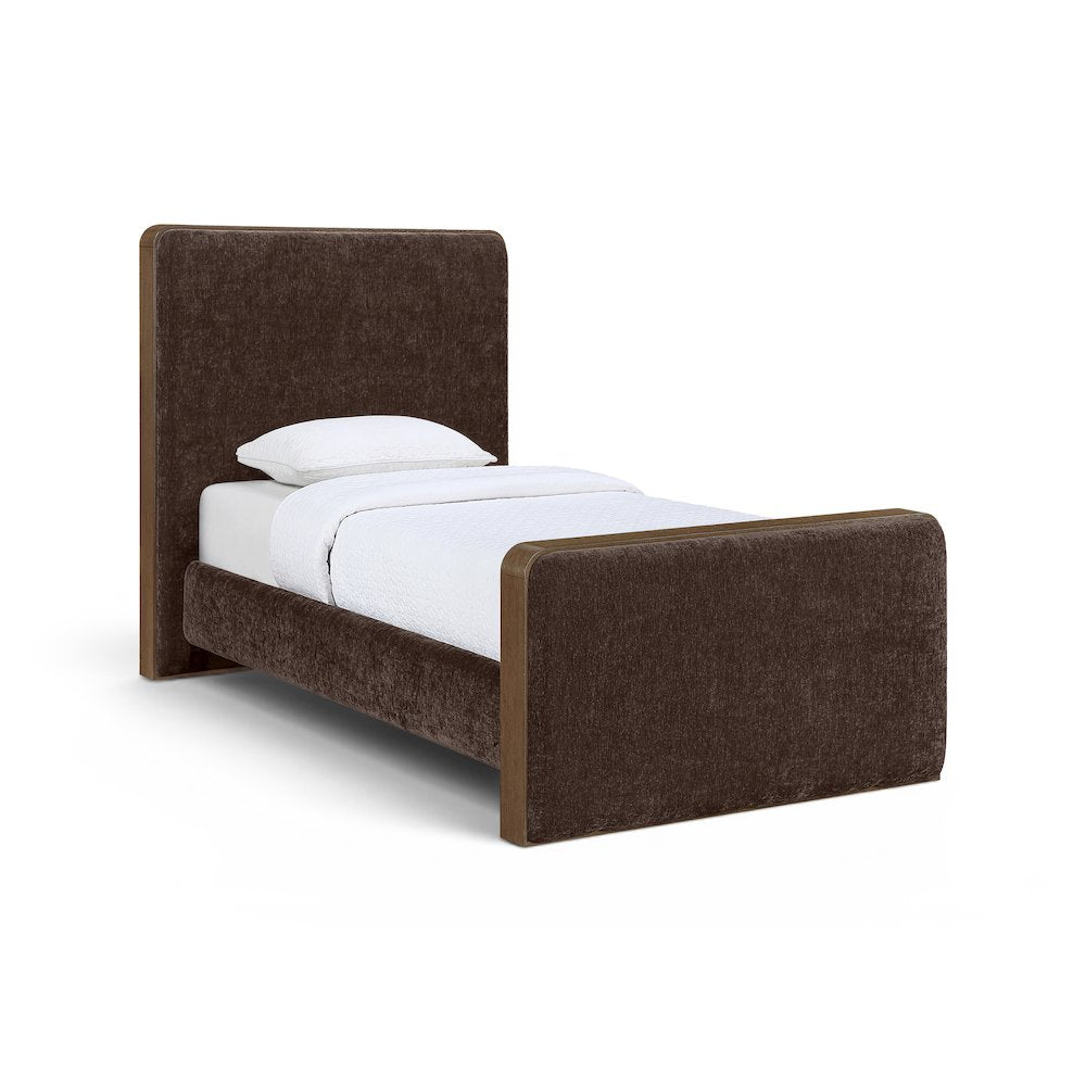 Dalton Brown Fabric Upholstered Twin Bed (3 Boxes)