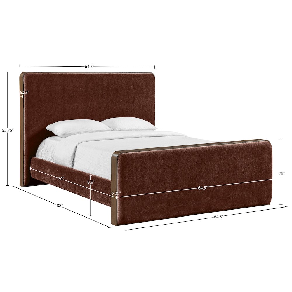 Dalton Burgundy Fabric Upholstered Full Bed (3 Boxes)