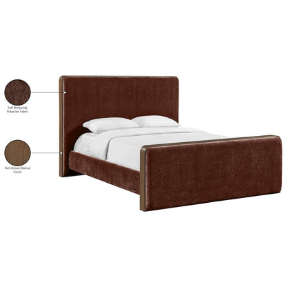 Dalton Burgundy Fabric Upholstered Full Bed (3 Boxes)