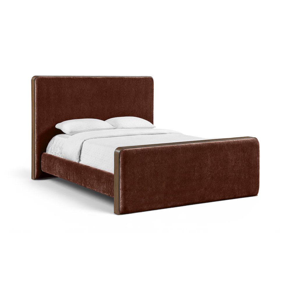Dalton Burgundy Fabric Upholstered Queen Bed (3 Boxes)