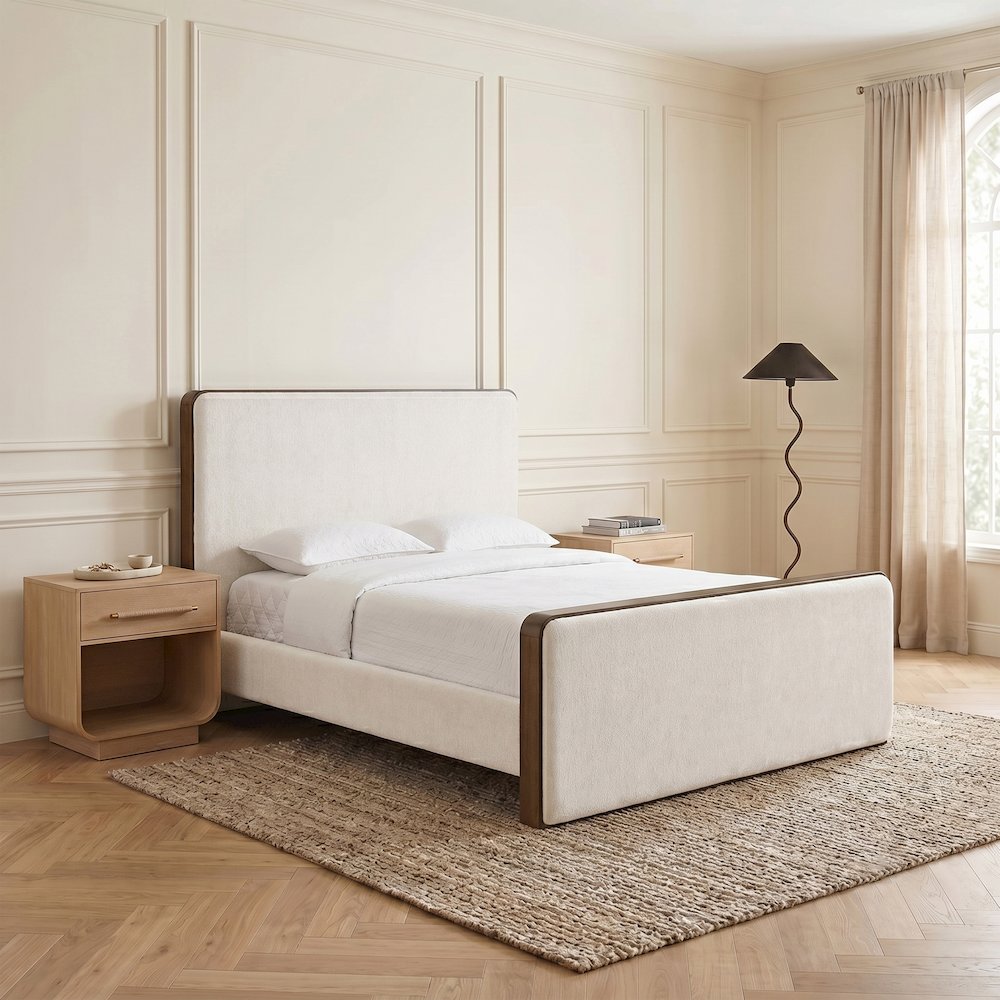 Dalton Cream Fabric Upholstered Full Bed (3 Boxes)