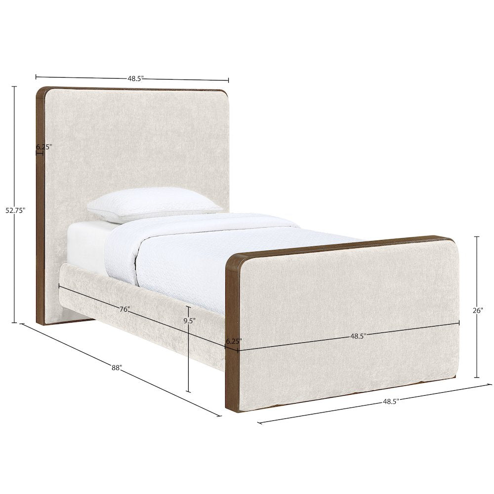 Dalton Cream Fabric Upholstered Twin Bed (3 Boxes)