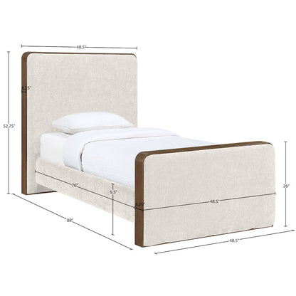 Dalton Cream Fabric Upholstered Twin Bed (3 Boxes)