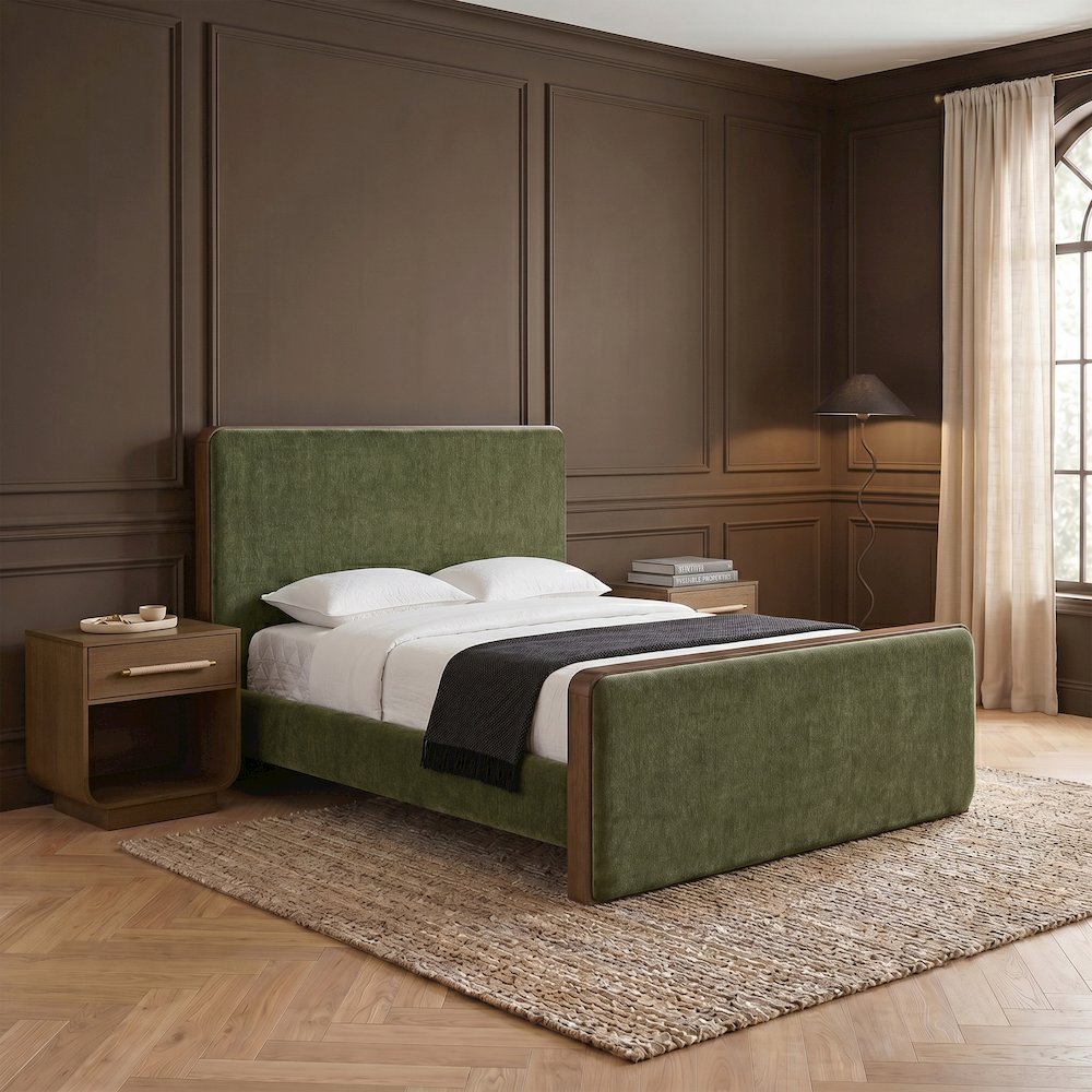 Dalton Green Fabric Upholstered Full Bed (3 Boxes)