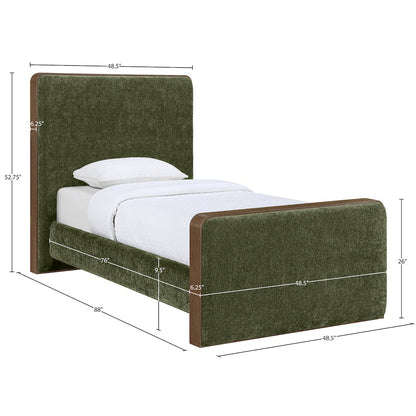 Dalton Green Fabric Upholstered Twin Bed (3 Boxes)