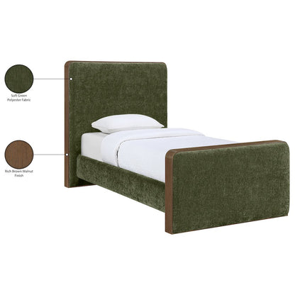 Dalton Green Fabric Upholstered Twin Bed (3 Boxes)
