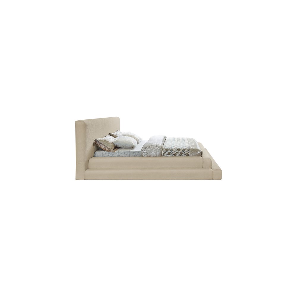 Dane Beige Teddy Fabric Queen Bed