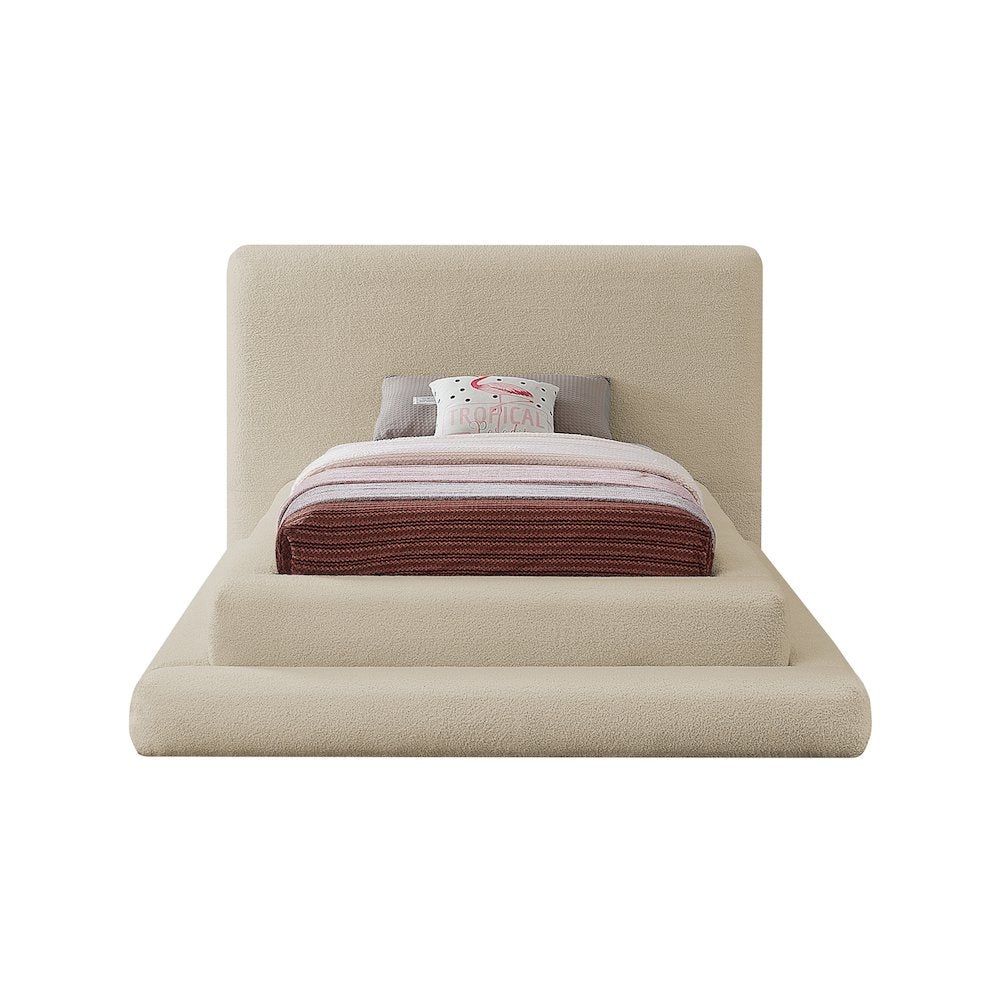 Dane Beige Teddy Fabric Twin Bed