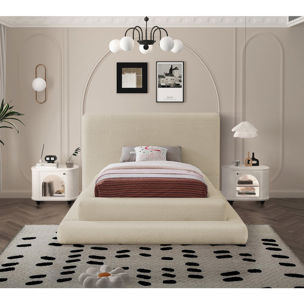 Dane Beige Teddy Fabric Twin Bed