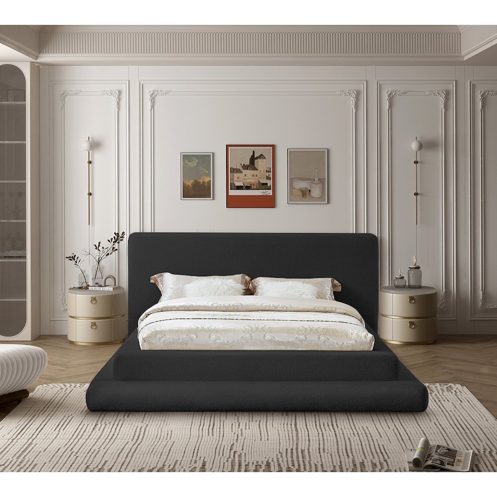 Dane Black Teddy Fabric Queen Bed