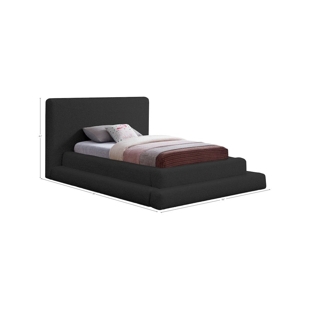 Dane Black Teddy Fabric Twin Bed