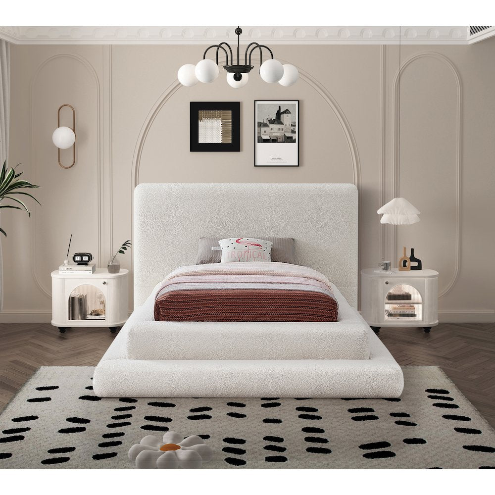 Dane Cream Teddy Fabric Twin Bed