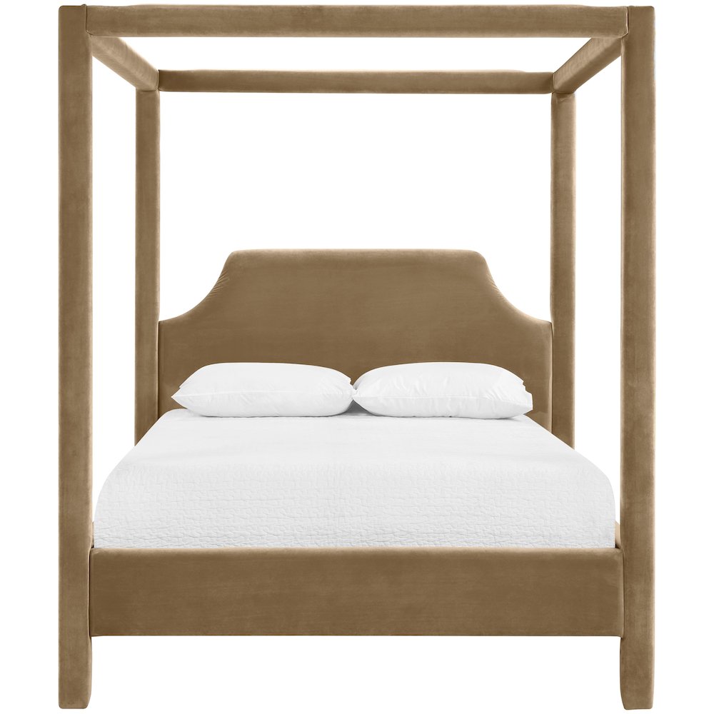 Dawson Beige Velvet Upholstered Full Bed