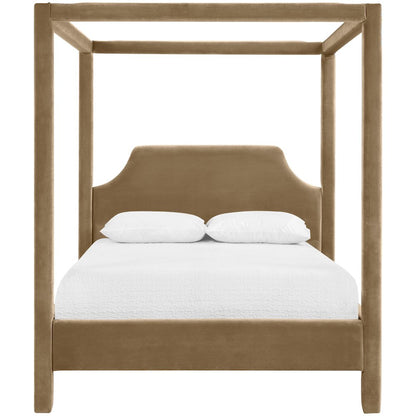 Dawson Beige Velvet Upholstered Full Bed