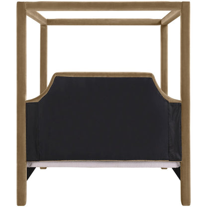 Dawson Beige Velvet Upholstered Full Bed