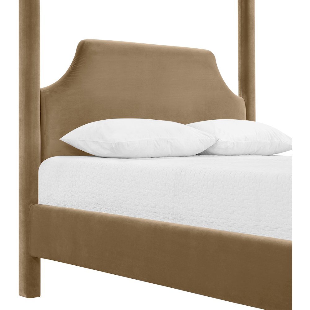 Dawson Beige Velvet Upholstered Full Bed