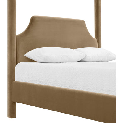 Dawson Beige Velvet Upholstered Full Bed