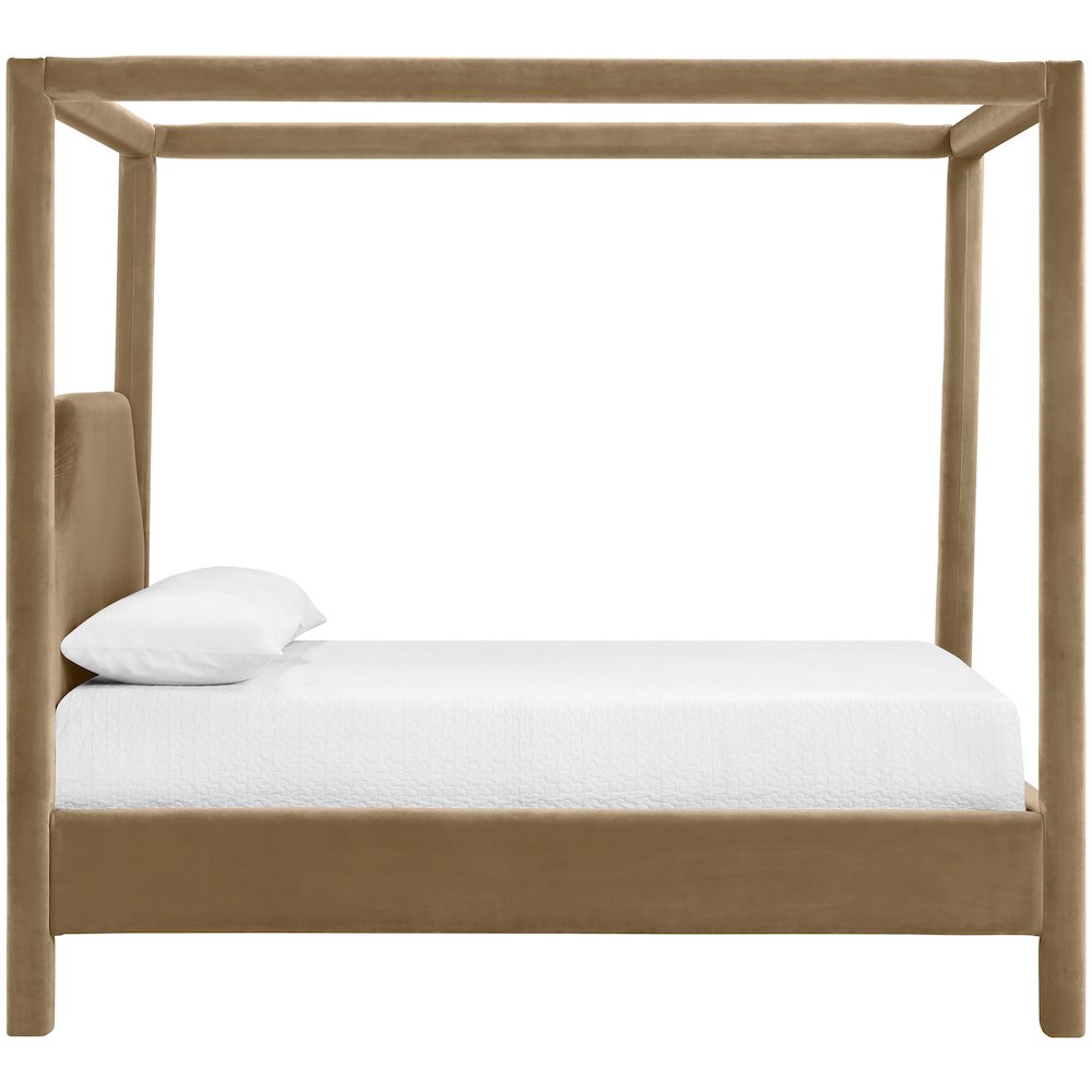 Dawson Beige Velvet Upholstered King Bed