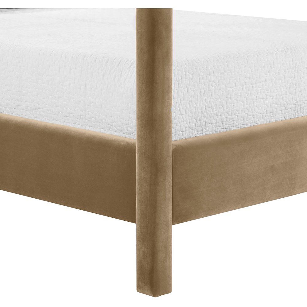 Dawson Beige Velvet Upholstered Queen Bed