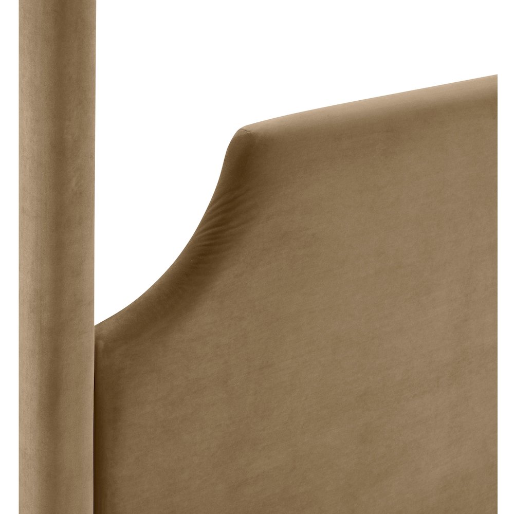 Dawson Beige Velvet Upholstered Queen Bed