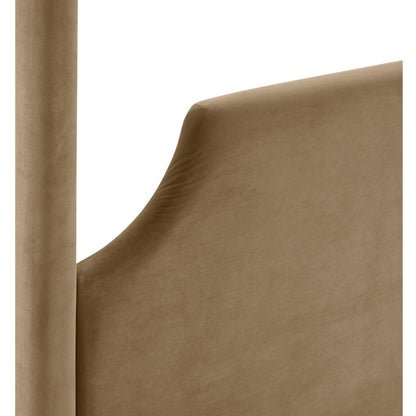 Dawson Beige Velvet Upholstered Queen Bed