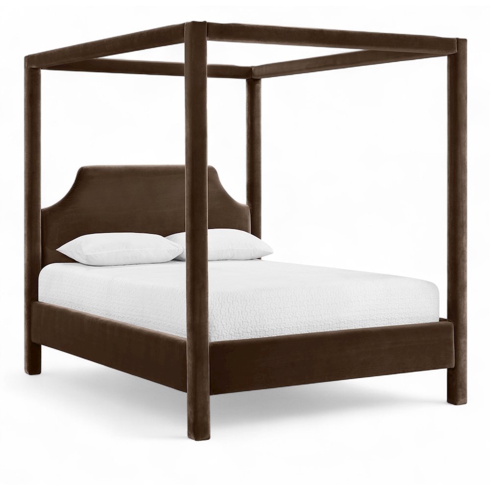 Dawson Brown Velvet Upholstered Full Bed