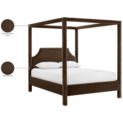 Dawson Brown Velvet Upholstered Queen Bed