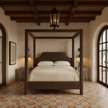 Dawson Brown Velvet Upholstered Queen Bed