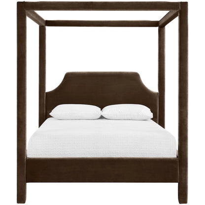 Dawson Brown Velvet Upholstered Queen Bed