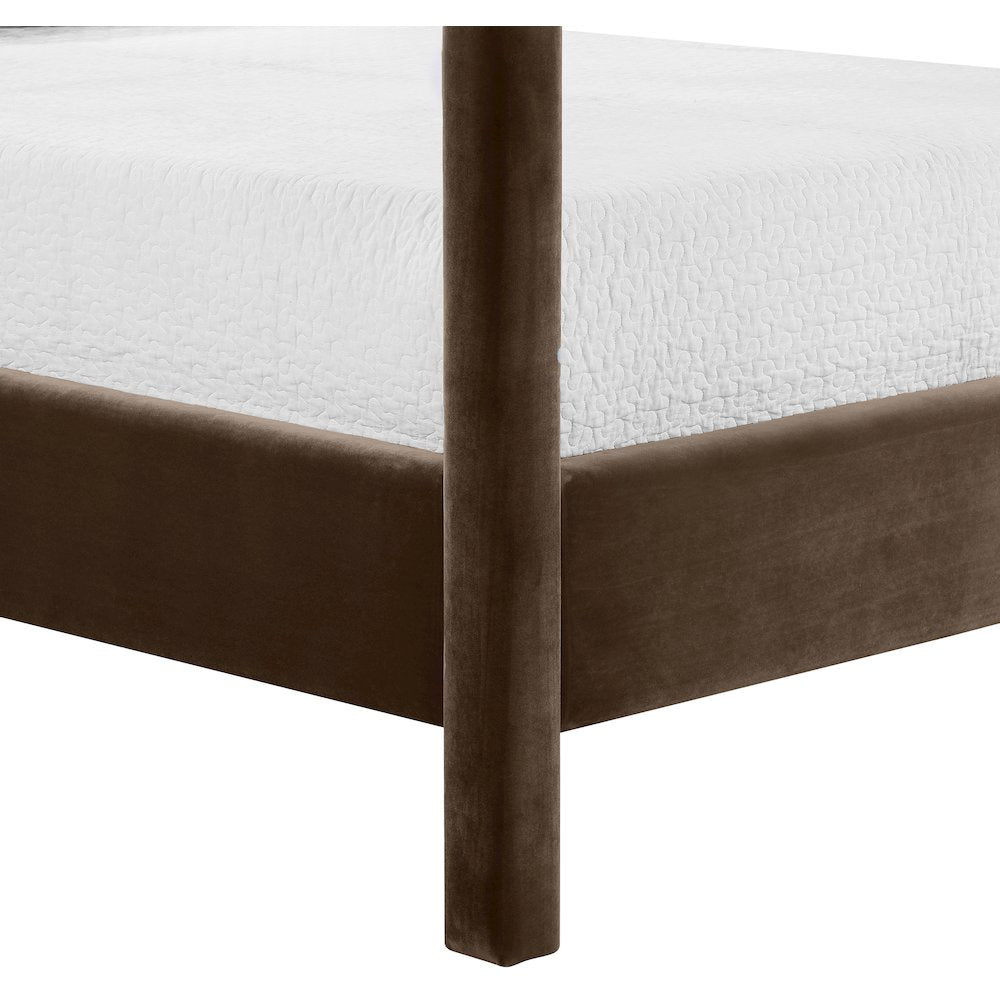 Dawson Brown Velvet Upholstered Queen Bed