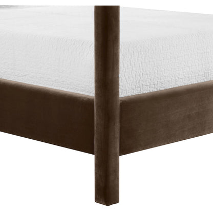 Dawson Brown Velvet Upholstered Queen Bed