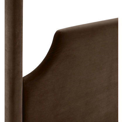 Dawson Brown Velvet Upholstered Queen Bed